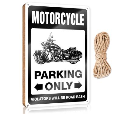 Imagem de CakJuice Sinais para banheiro motocicleta estacionamento apenas placa de madeira café bar decoração porta decoração (tamanho: 15X28CM)
