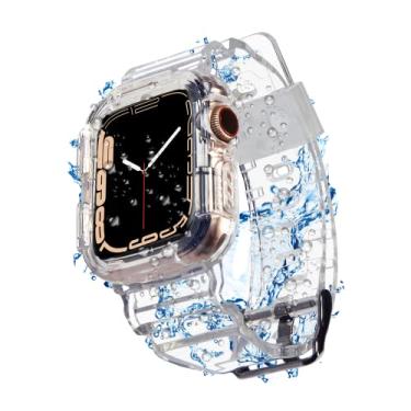 Imagem de Blingbrione Pulseira transparente para Apple Watch compatível com capa de 41 mm/38 mm/40 mm, pulseira macia de silicone TPU transparente à prova de choque com capa amortecedora para iPhone Watch séries 9, 8, 7, 6, 5, 4, 3, 2, 1, SE.iwatch pulseira esportiva para mulheres, homens, meninas, crianças, 