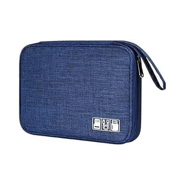 Imagem de Necess?rie organizadora de cabos de viagem eletr?nicos, bolsa de acess?rios, imperme?vel, universal, eletr?nicos acess?rios bolsa para cabos, carregador (AZUL)