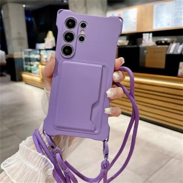 Imagem de Porta-cartões líquido Crossbody Lanyard Strap Case para Samsung Galaxy S24 S23 FE Plus S22 Ultra A14 A34 A54 A53 A15 5G Capa, roxa, para Samsung A34 5G