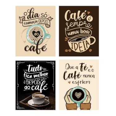 Imagem de Kit 4 Placas Decorativas 20x25 para Cantinho do Café Cozinha Padaria