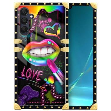 Imagem de Yuning419 Capa compatível com Samsung Galaxy A25, TPU macio de luxo e parte traseira rígida de policarbonato para meninas e mulheres, capa protetora à prova de choque, lábios de batom