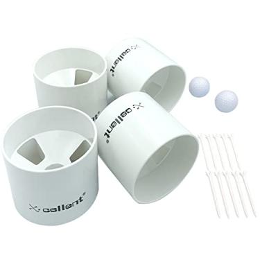 Imagem de X·CELLENT Copos verdes de golfe de plástico para prática de quintal, copo de golfe para uso externo, interior, 2 bolas de golfe, 10 peças de camisetas de plástico de baixa fricção (copo de golfe de 10