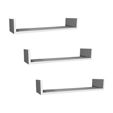 Imagem de Kit 3 Prateleiras U 60cm Branco Nicho Livros MDF