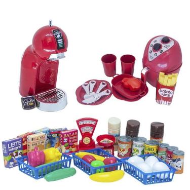 Imagem de Kit Chef Brinquedo Comidinhas Eletro Mercado Completo 47Pç
