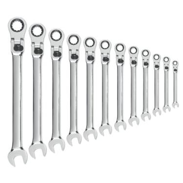Imagem de GEARWRENCH Conjunto de chaves de catraca de cabeça flexível com trava de 12 peças, métrico - 85698