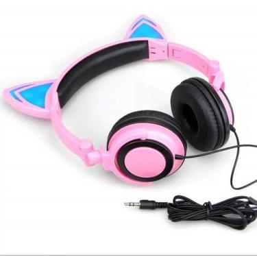 Imagem de Fone De Ouvido Headphone Orelha Gato Led Luzes Pink Xtrad
