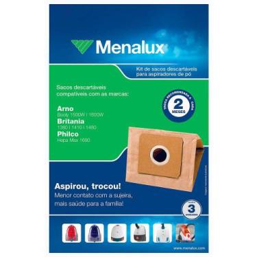 Imagem de Kit com 3 Sacos Menalux Aspiradores de Pó Sim 02, Descartável, Bivolt,