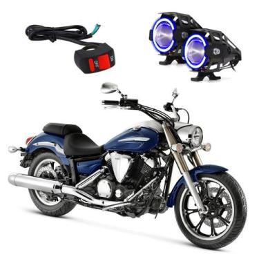 Imagem de Par Farol de Milha Angel Eye U7 Azul para Moto Yamaha XVS 950 Midnight