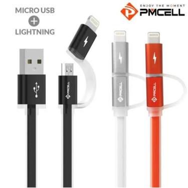 Imagem de Cabo Celular 2 Em 1 - Micro Usb V8 + Lightning Cb-31 - Pmcell, Vermelh