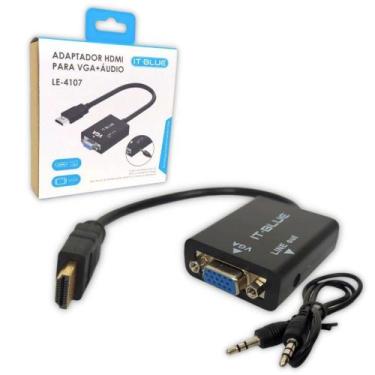 Imagem de Cabo Adaptador Conversor Hdmi x Vga Saida de Audio P2 - IT-BLUE