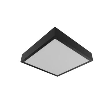 Imagem de Plafon de Sobrepor 40x40cm em Aço e Acrílico, Bivolt, 4xE27, Ideal para Salas e Cozinhas (Preto)