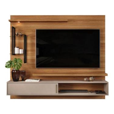 Imagem de Painel para TV até 60 DJ Móveis New Greco 2 Prateleiras, Carvalho nobr