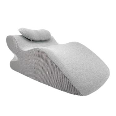 Imagem de Travesseiro de Apoio Aconchegante para Quem Dorme de Bruços com Capa Lavável, Branco e cinza