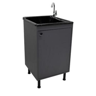 Imagem de Tanque De Lavanderia 30 Litros Com Balcão 100% MDF 1 Porta - BELLI MÓV