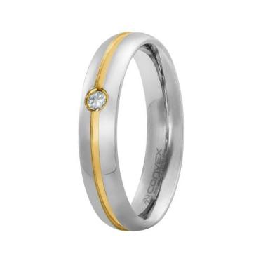Imagem de Aliança de Namoro Veneza 5mm Filete Central Gold IPG - Convex, 30