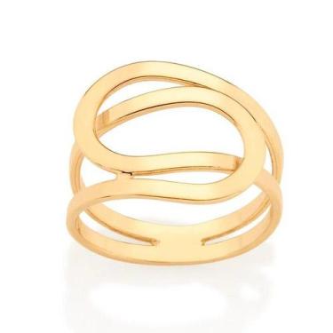 Imagem de Anel banhado ouro 3x 24k 18k e 22k feminino rommanel grande maxi aro d