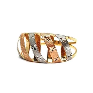 Imagem de Anel de ouro 18k Tricolor aro 20 - Elegancy Joias