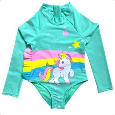 Imagem de Maiô Meninas Manga Longa Infantil Bebe Com Proteção Uv50 Maio - Anj Mo
