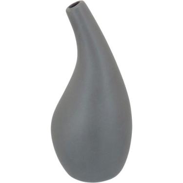 Imagem de Vaso Decorativo Enfeite Casa Cerâmica 18x9x9cm Cinza - NH, Material: C