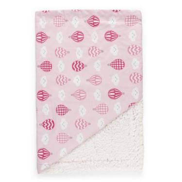 Imagem de Manta Sherpa  Dupla Face Para Bebê Menina - Remi Enxovais, balão rosa 