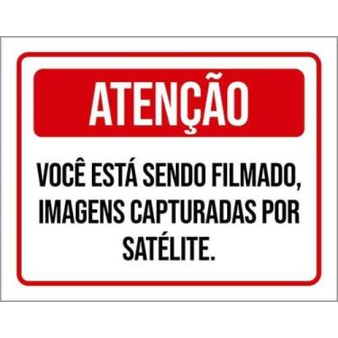 Imagem de Kit 5 Placas Atenção Você Filmado Imagens Capturadas 36X46 - Sinalizo
