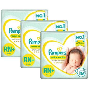Imagem de Kit Fralda Pampers Premium Care Recém Nascido Plus com 108 unidades - 