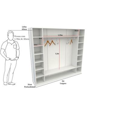 Imagem de Armário Colmeia Cabideiro 1,85m X 2,0m 100%mdf (closet Loja) - VETORIA