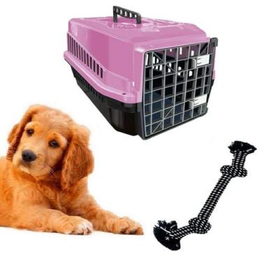 Imagem de Mordedor Corda Dog + Caixa Transporte Pet N4 Chalesco Rosa - MecPet