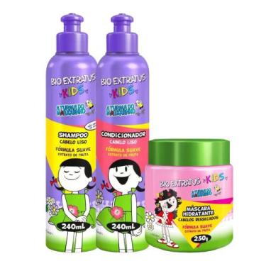 Imagem de Kit Infantil Cabelo Liso Kids 1 Shampoo 240ml 1 Condicionador 240ml 1 