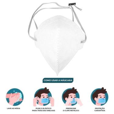 Imagem de Máscara Descartável 1UN M.F.Q PFF2-S com Clipe para Nariz Branca