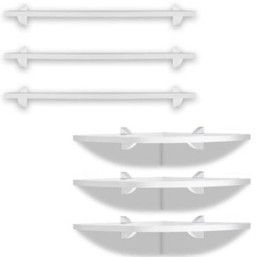 Imagem de Kit 3 Prateleiras Nicho 60x15 + 3 De Canto Flutuante 35x35  - Isabel C