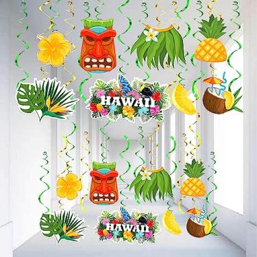 Imagem de Decorações de festa de luau havaiano – Pacote com 30 | Decorações de festa de luau, decorações tropicais havaianas de aniversário | Decorações de pendurar de luau, decorações de Aloha | Decorações de festa com tema Tiki