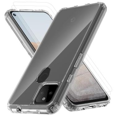 Imagem de Jilivock Capa de celular para Google Pixel 5a 5G com 2 peças, capa de TPU transparente à prova de choque para Google Pixel 5a 5G, capa de telefone minimalista premium