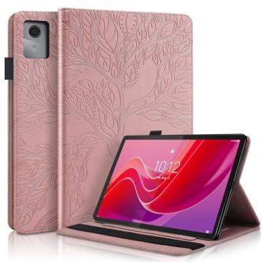 Imagem de TIPOYOROO Capa para Lenovo Tab M11/ K11 LTE 11 polegadas 2024 (TB330FU) Capa protetora de couro PU leve com suporte flip com faixa elástica e porta-cartão - ouro rosa