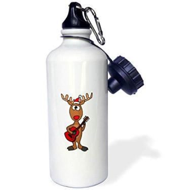 Imagem de 3dRose Garrafa de água esportiva natalina divertida Rudolph a rena do nariz vermelho, 600 ml, multicolorida