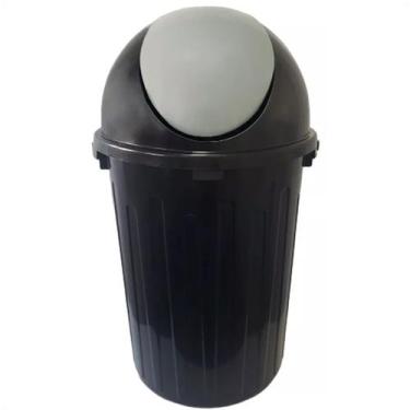 Imagem de Lixeira Preta Tampa Basculante G 80 Lts Resistente 80x43Cm - Arqplast