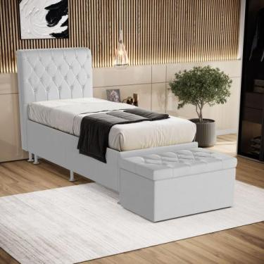 Imagem de Kit Cabeceira Bellatrix 90 e Calçadeira Sagitarius Couro Aradecor, Bra