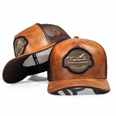 Imagem de Boné Trucker Telinha Ajustavél Todo Em Couro Lançamento Linha Country 