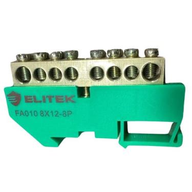 Imagem de Barramento Cobre Neutro/Terra 8 ou 12 Vias C/ Suporte P/ Trilho Din - 