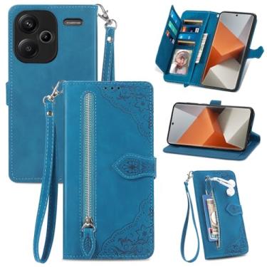 Imagem de Monwutong Capa carteira com design de armazenamento com zíper para Redmi Note 13 Pro Plus, capa de couro PU com toque agradável à pele, fecho magnético e compartimentos para cartão múltiplo coldre