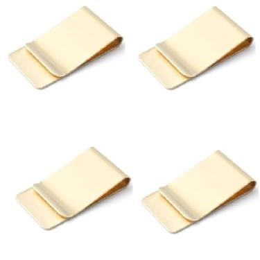 Imagem de Pacote com 4 unidades de carteira masculina fina de aço inoxidável para dinheiro com clipe para dinheiro e cartão de crédito carteira fina minimalista clipe para dinheiro de aço inoxidável (dourado), verde, clipe, Dourado, Clipe