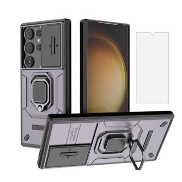 Imagem de Asuwish Capa de celular para Samsung Galaxy S24 Ultra 5G com capa deslizante para câmera de vidro temperado, suporte de anel, resistente, fina, célula protetora S24Ultra 24S S 24 24Ultra feminina