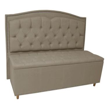 Imagem de Kit Cabeceira e Calçadeira Com Baú 195 cm King Casal Diana Suede Capuc