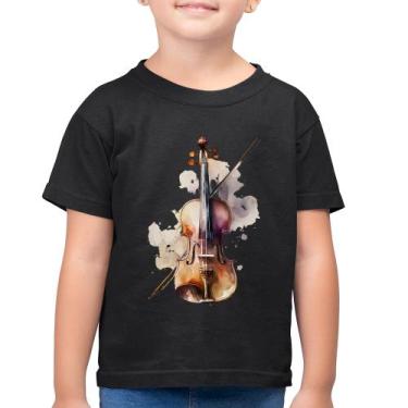 Imagem de Camiseta Algodão Infantil Violino - Foca na Moda, Preto, 2