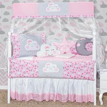 Imagem de Kit enxoval de berço com edredom 12 peças lua rolo - BruceBaby Bordado