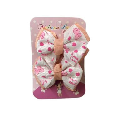 Imagem de Conjunto Cartela Com 2 Laços infantil Lacinho De Cabelo Presilha Acess