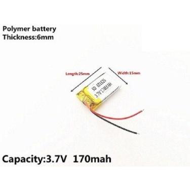 Imagem de 1 Peça  170 Mah 3,7v 2 Fios 6mm X 15mm X 25mm 601525 - - KMIG