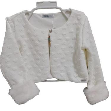 Imagem de Bolero / Casaco Luxo Infantil Menina Zafielo Casaquinho 523, Off white