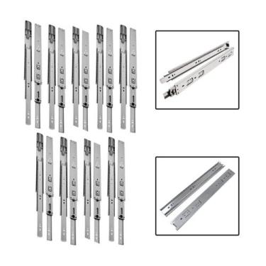 Imagem de 18 Corrediças Telescópicas 25cm Gaveta Trilho Zinca. 9Pares - Rayco